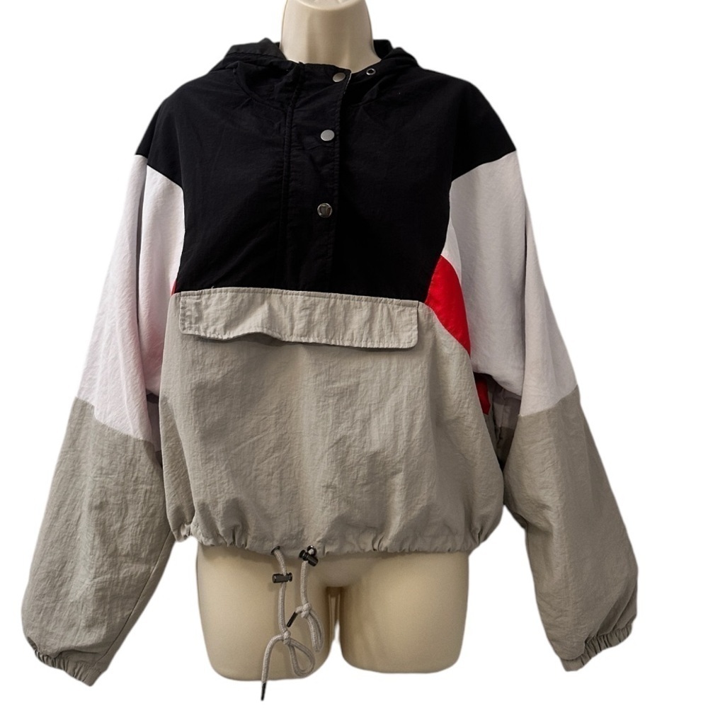 Ashley by 26 International Colorblock Hooded Windbreaker Jacket Utility Size XL